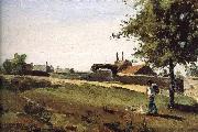 Entering the village, Camille Pissarro